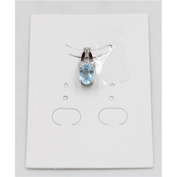 #10-SKY BLUE TOPAZ & CZ GEMSTONE PENDANT