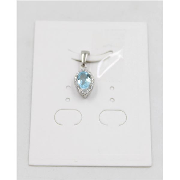 #03-SKY BLUE TOPAZ & CZ GEMSTONE PENDANT