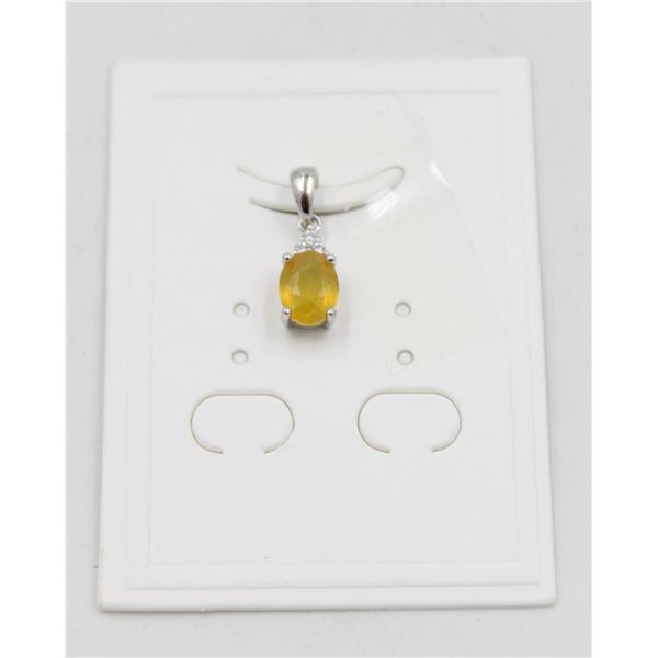 #133-HEATED YELLOW SAPPHIRE & CZ PENDANT