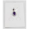 Image 1 : #77-UNHEATED  AMETHYST & CZ GEMSTONE PENDANT