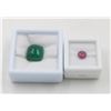 Image 1 : #241-UNHEATED GREEN AGATE 12.70 CT & RED RUBY 1.85