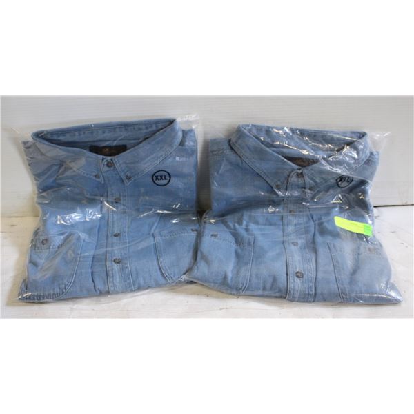 2 LONG SLEEVE JEAN SHIRTS XXL - NEW