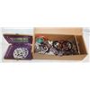 Image 1 : BOX OF COSTUME JEWELRY: BRACLETS, EARINGS,