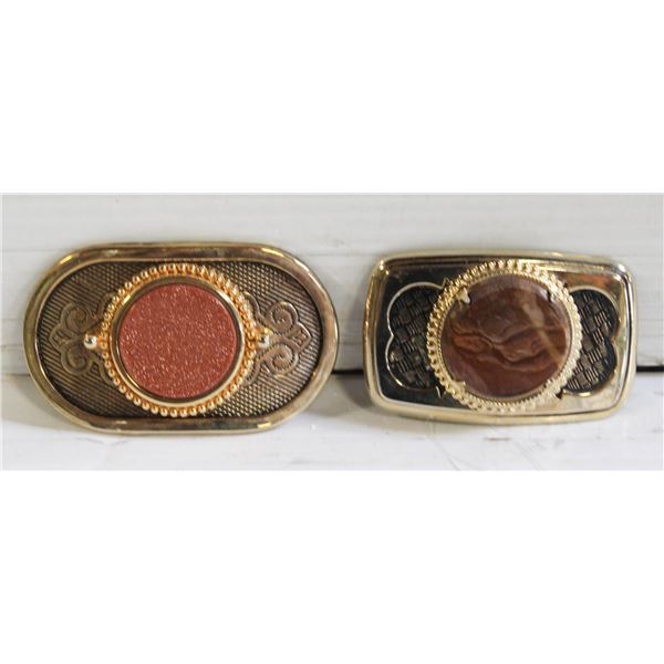 ESTATE STONE VINTAGE BELT BUCKLES TOGETHER-ESTATE
