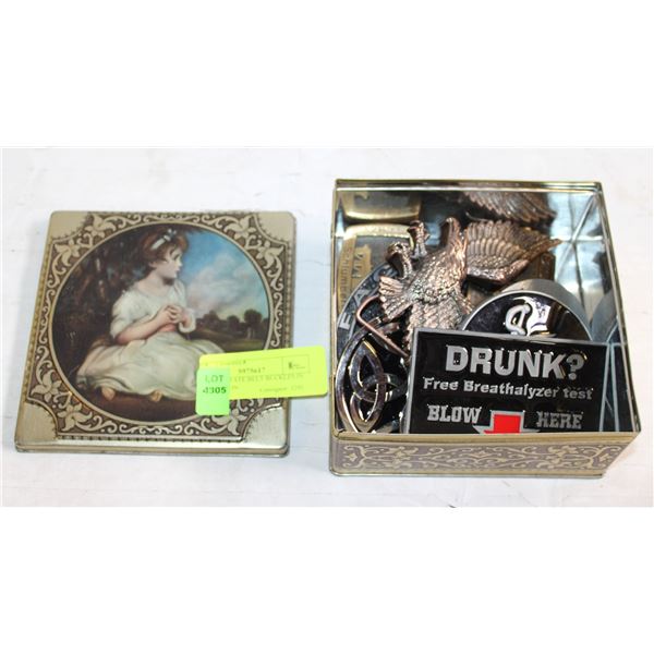 8 MENS ESTATE BELT BUCKLES IN ANTIQUE TIN
