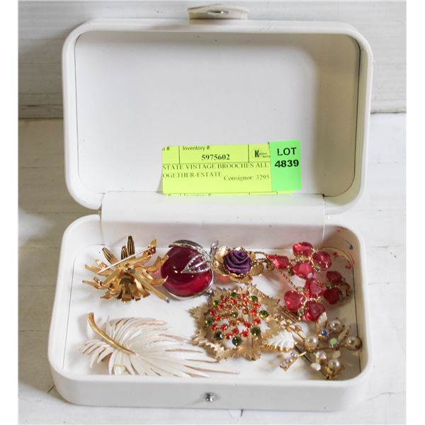 ESTATE VINTAGE BROOCHES ALL TOGETHER-ESTATE