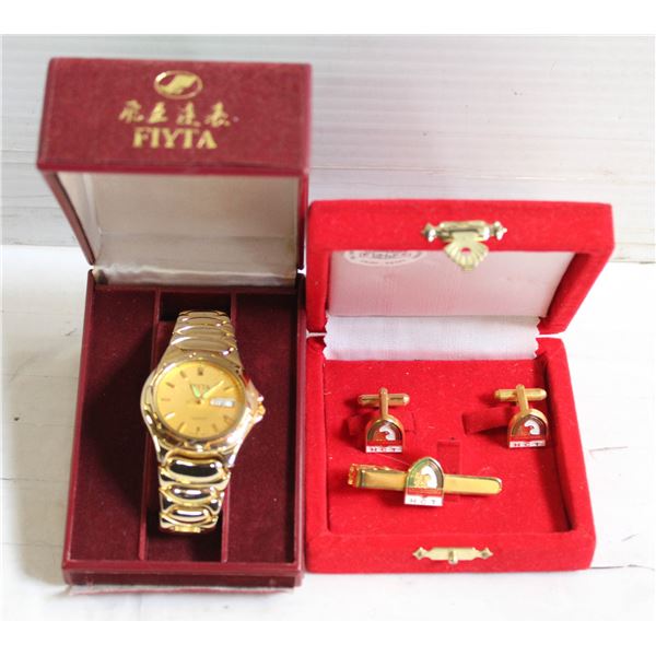 ESTATE MENS WATCH & CUFFLINK/TIE BAR SET FROM EGYP