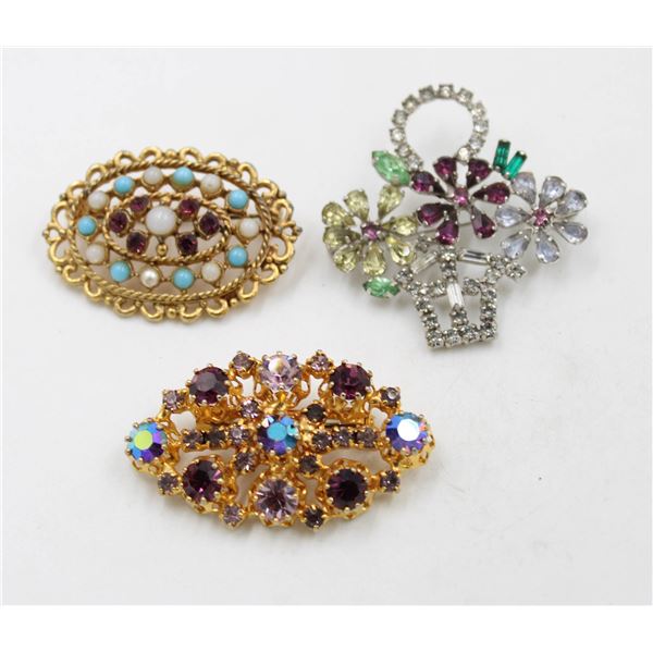 ESTATE ANTIQUE BROOCHES TOGETHER-ESTATE