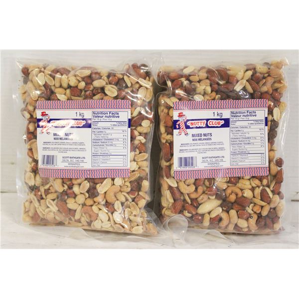 2 X 1 KG BAGS NUTTY CLUB MIXED NUTS