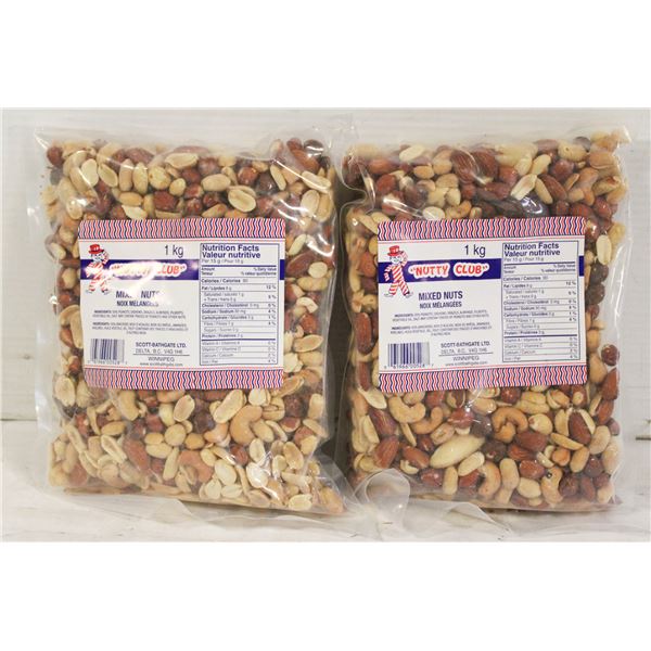 2 X 1 KG BAGS NUTTY CLUB MIXED NUTS