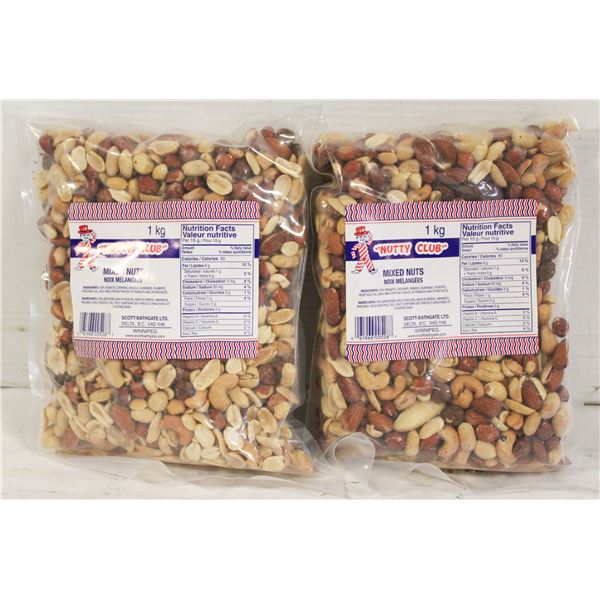 2 X 1 KG BAGS NUTTY CLUB MIXED NUTS