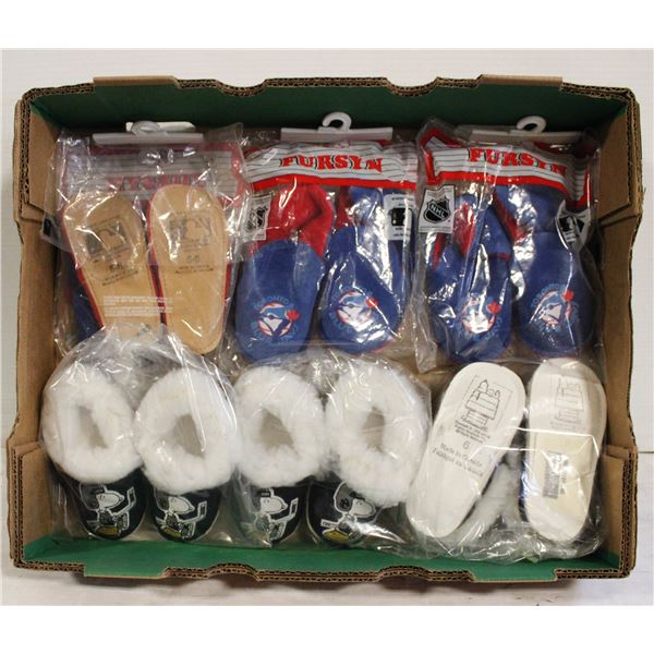 6 PAIRS OF KIDS SZ. 5-6 SLIPPERS, 3 SNOOPY, 3 JAYS