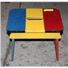 Image 1 : PAINTED WOOD STEP STOOL - BLUE, YELLOW, RED