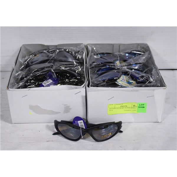 24 PAIRS OF SPORT SUNGLASSES - NEW