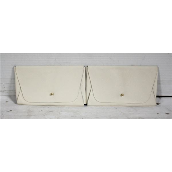 NEW WHITE LEATHER JEWELRY POUCHES X 2