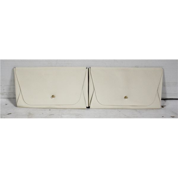 NEW WHITE LEATHER JEWELRY POUCHES X 2