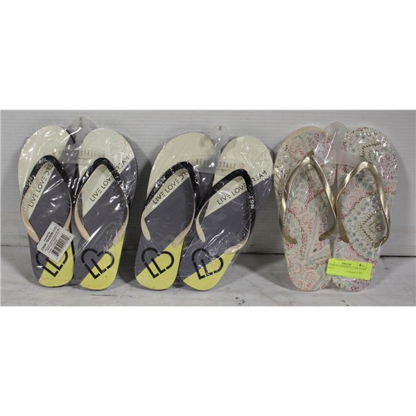 3 PAIRS OF AERPOSTALE FLIP FLOPS - SIZE 6