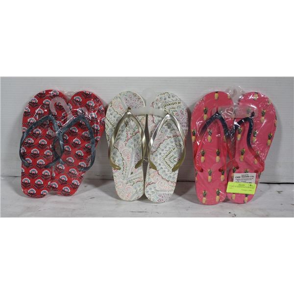 3 PAIRS OF AERPOSTALE FLIP FLOPS - SIZE 7