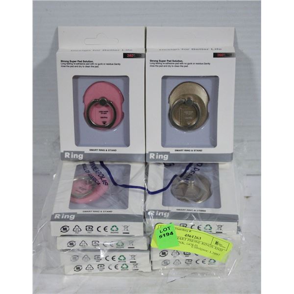 10 NEW SMART PHONE RINGS AND STANDS - PINK, GOLD,