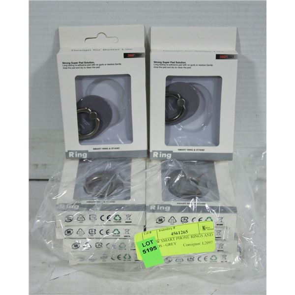 10 NEW SMART PHONE RINGS AND STANDS - GREY