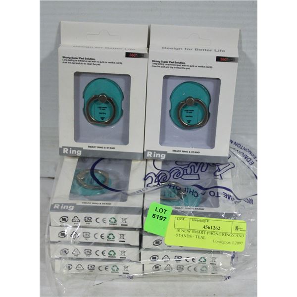 10 NEW SMART PHONE RINGS AND STANDS - TEAL