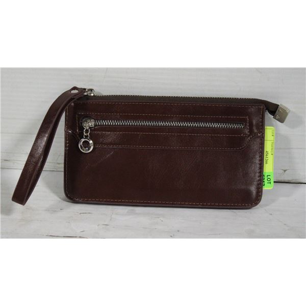 BROWN CLUTCH WALLET - NEW