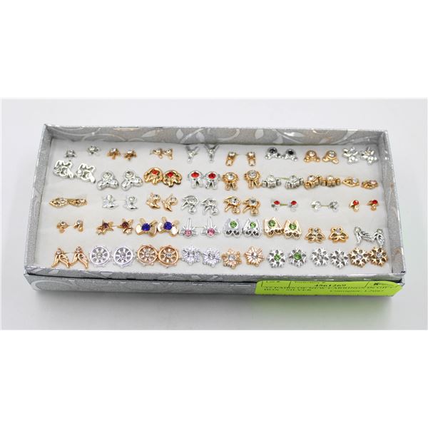 32 PAIRS OF NEW EARRINGS IN GIFT BOX - SILVER