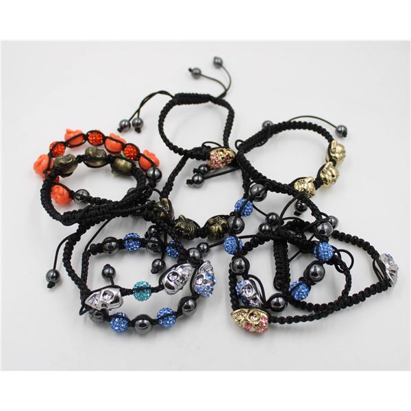 10 NEW BLACK BUDHA & SCULL ADJUSTABLE BRACELETS