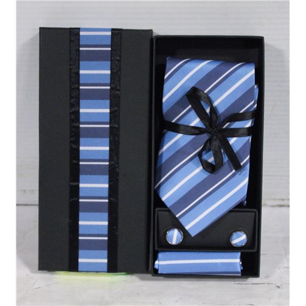 NEW MEN'S TIE SET - TIE, POCKET SQUARE, CUFFLINKS