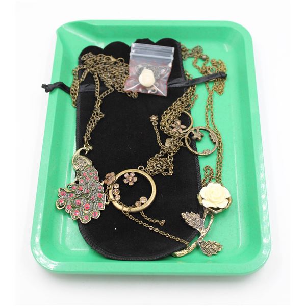 NEW GREEN TRAY WITH 4 NEW JEWELRY PIECES - RETAIL