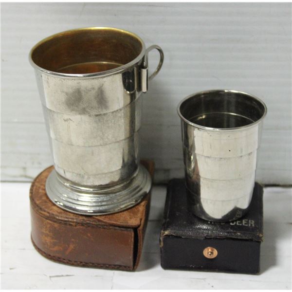 ANTIQUE SET OF COLLASPEABLE DRINKING METAL CUPS