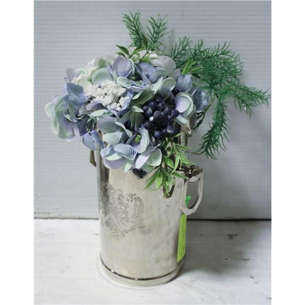 VINTAGE STYLE METAL ICE BUCKET WITH NEW BLUE