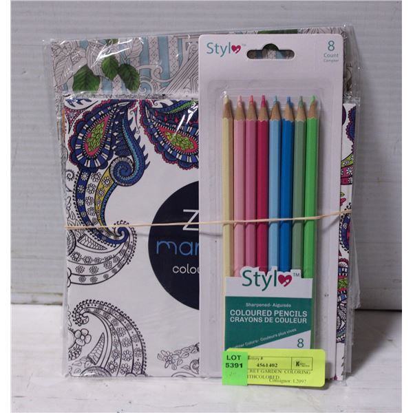 NEW 4 SECRET GARDEN  COLORING BOOKS WITHCOLORED