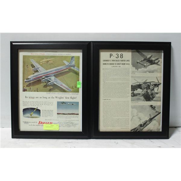 FRAMED AIRCRAFT ADVERTISEMENTS
