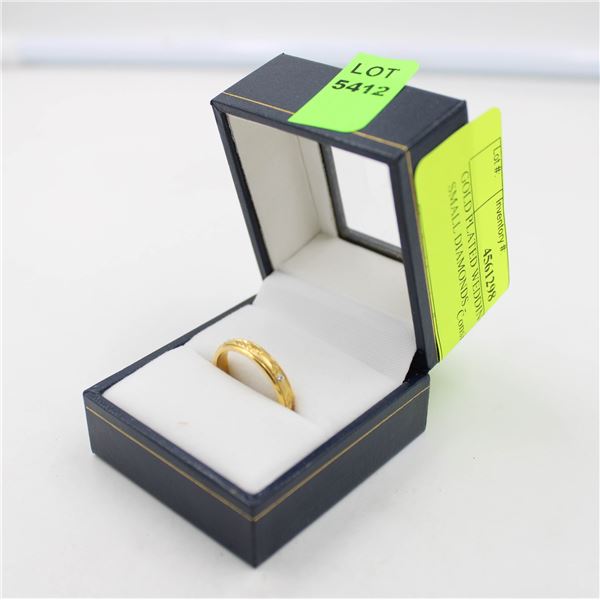 GOLD PLATED WEDDING RING WITH SMALL DIAMONDS -