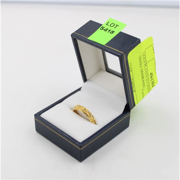 GOLD PLATED WEDDING RING WITH SMALL DIAMONDS -