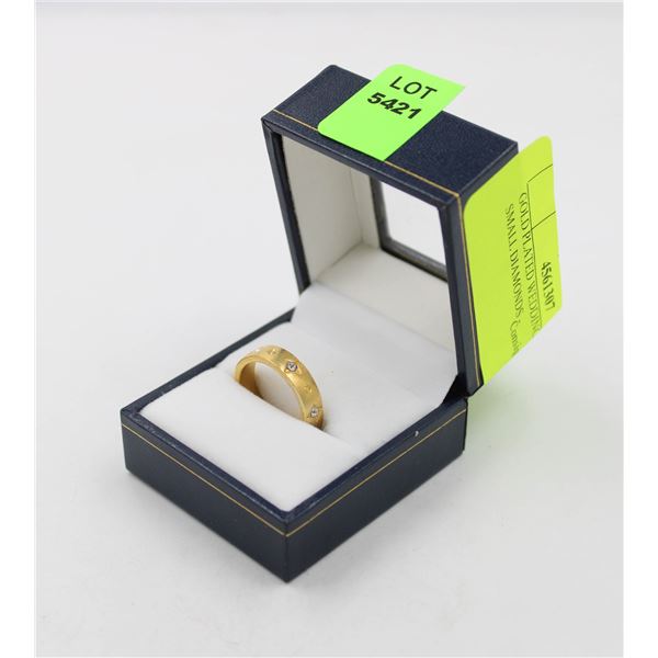 GOLD PLATED WEDDING RING WITH SMALL DIAMONDS -
