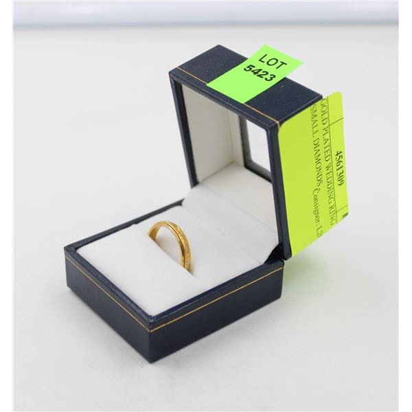 GOLD PLATED WEDDING RING WITH SMALL DIAMONDS -