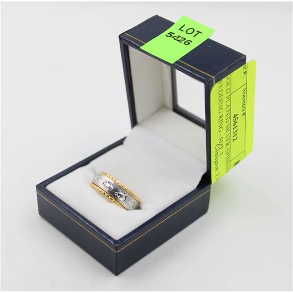 GOLD PLATED SILVER SPINNING WEDDING RING - SIZE 7