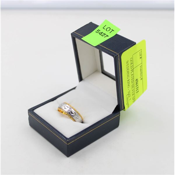 GOLD PLATED SILVER SPINNING WEDDING RING - SIZE 7