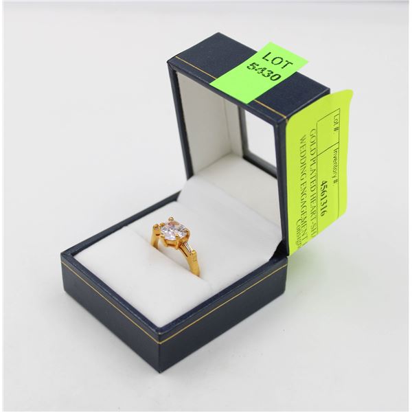 GOLD PLATED HEART-SHAPED WEDDING ENGAGEMENT RING