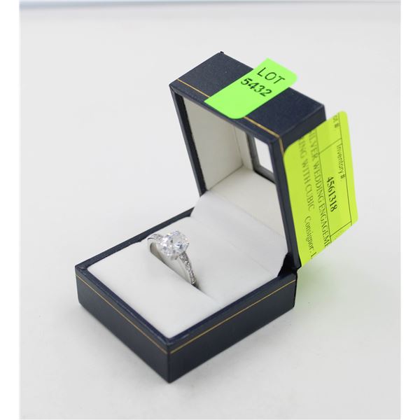 SILVER WEDDING ENGAGEMENT RING WITH CUBIC