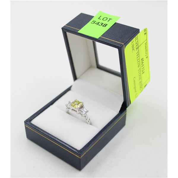 SILVER YELLOW STONE RING WITH CUBIC