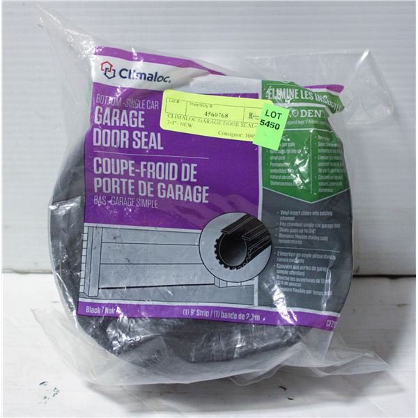 CLIMALOC GARAGE DOOR SEAL- 9' X 3/4"- NEW