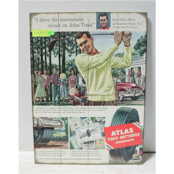 "JULIUS BOROS NATIONAL GOLF CHAMP" WOOD SIGN