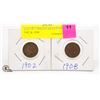 Image 1 : LOT OF 2 INDIAN HEAD PENNIES 1902 & 1908