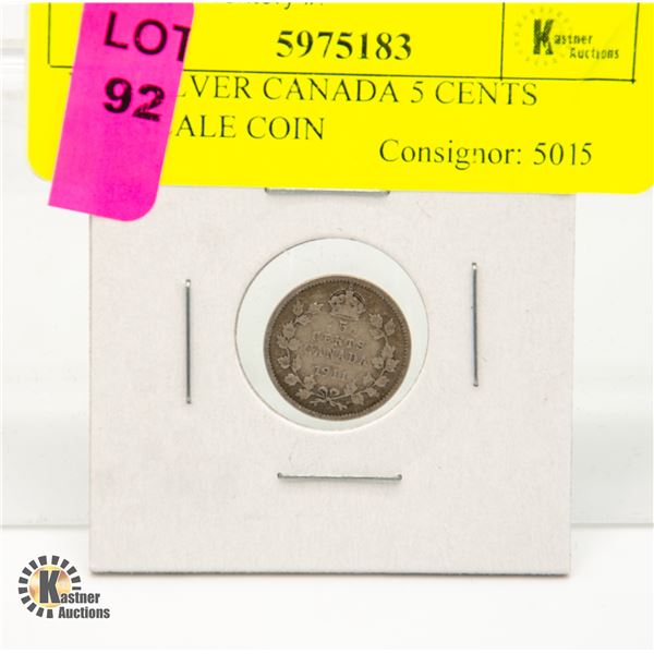 1911 SILVER CANADA 5 CENTS FISHSCALE COIN