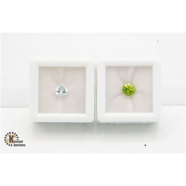 LOT OF NATURAL PERIDOT & AQUAMARINE GEMSTONES