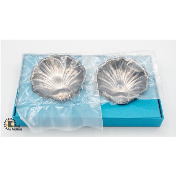 NEW BIRKS 2 SILVER SEASHELL DISH
