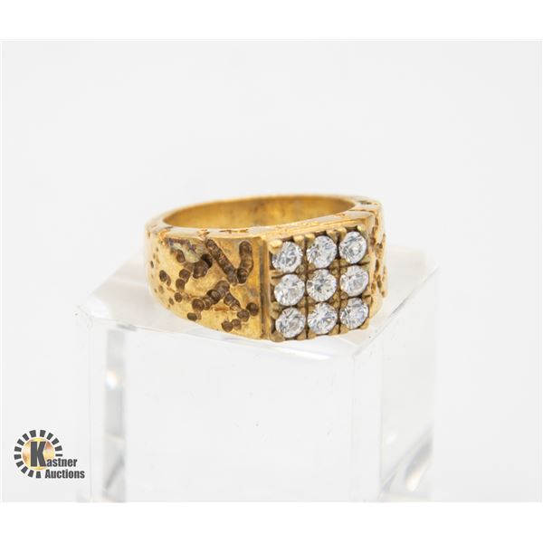 RHINESTONE RING SIZE 10.5 STAMPED 18K UNTESTED